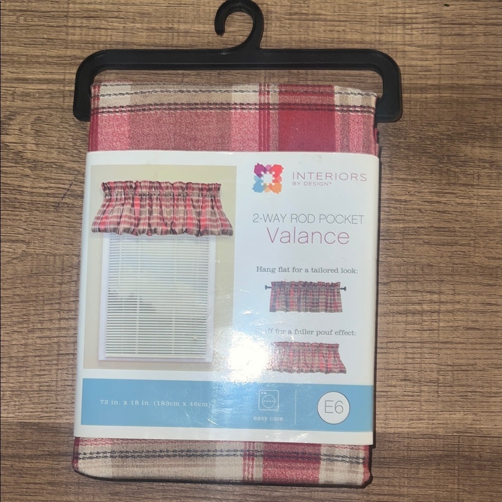 Interiors by Design Plaid Valance in Red and Cream